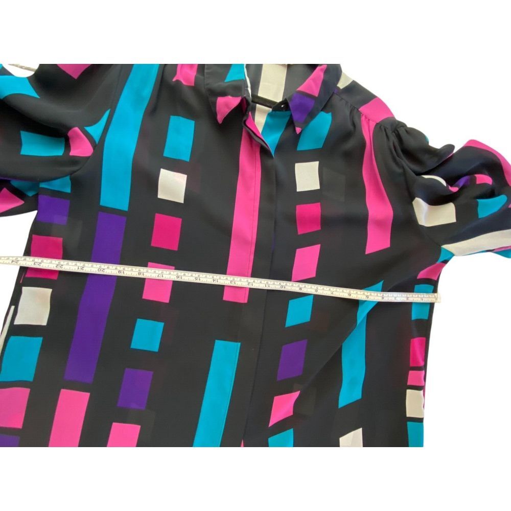 Tomorrows Dream Blouse Womens Secretary Geometric Print Collared 3/4 Sleeve - Picture 4 of 6